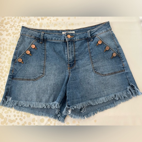 lei Pants - 2 for$20 Denim Frayed Hem Shorts with Button Detail
